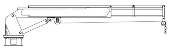 Судовой электрогидравлический кран с телескопической стрелой.