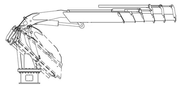 Судовой электрогидравлический кран со складной стрелой