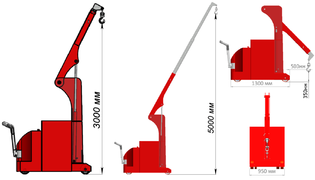 Технические характеристики: Мини-кран КЭГС МС-2-1000 с фиксированным противовесом