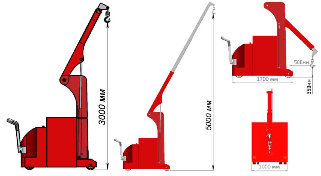 Технические характеристики: Мини-кран КЭГС МС-2-2000 с фиксированным противовесом