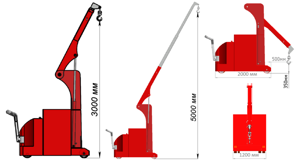 Технические характеристики: Мини-кран КЭГС МС-2-4000 с фиксированным противовесом